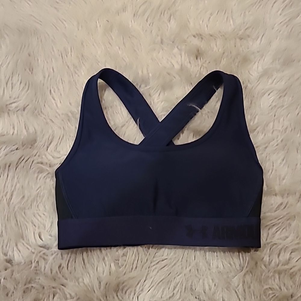 Under Armour‎ womens navy blue logo padded sports bra size xs